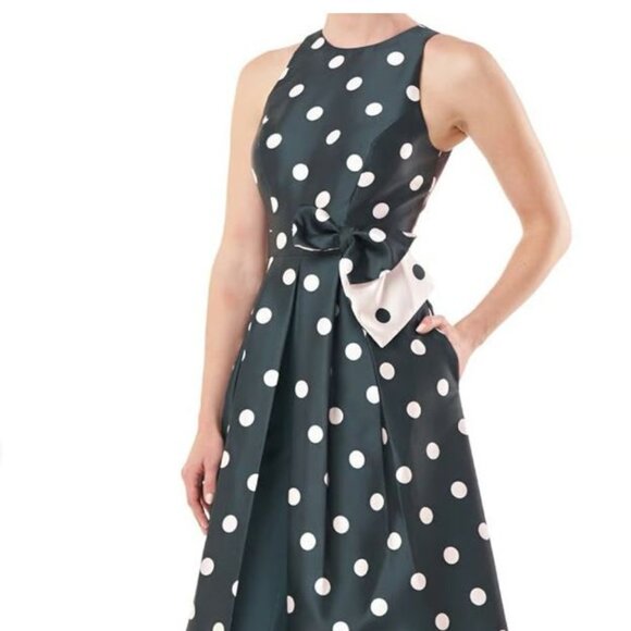 Kay Unger Andrea Walk Thru Jumpsuit/Dress Polka Dot with Pockets Size 2 - Picture 7 of 15